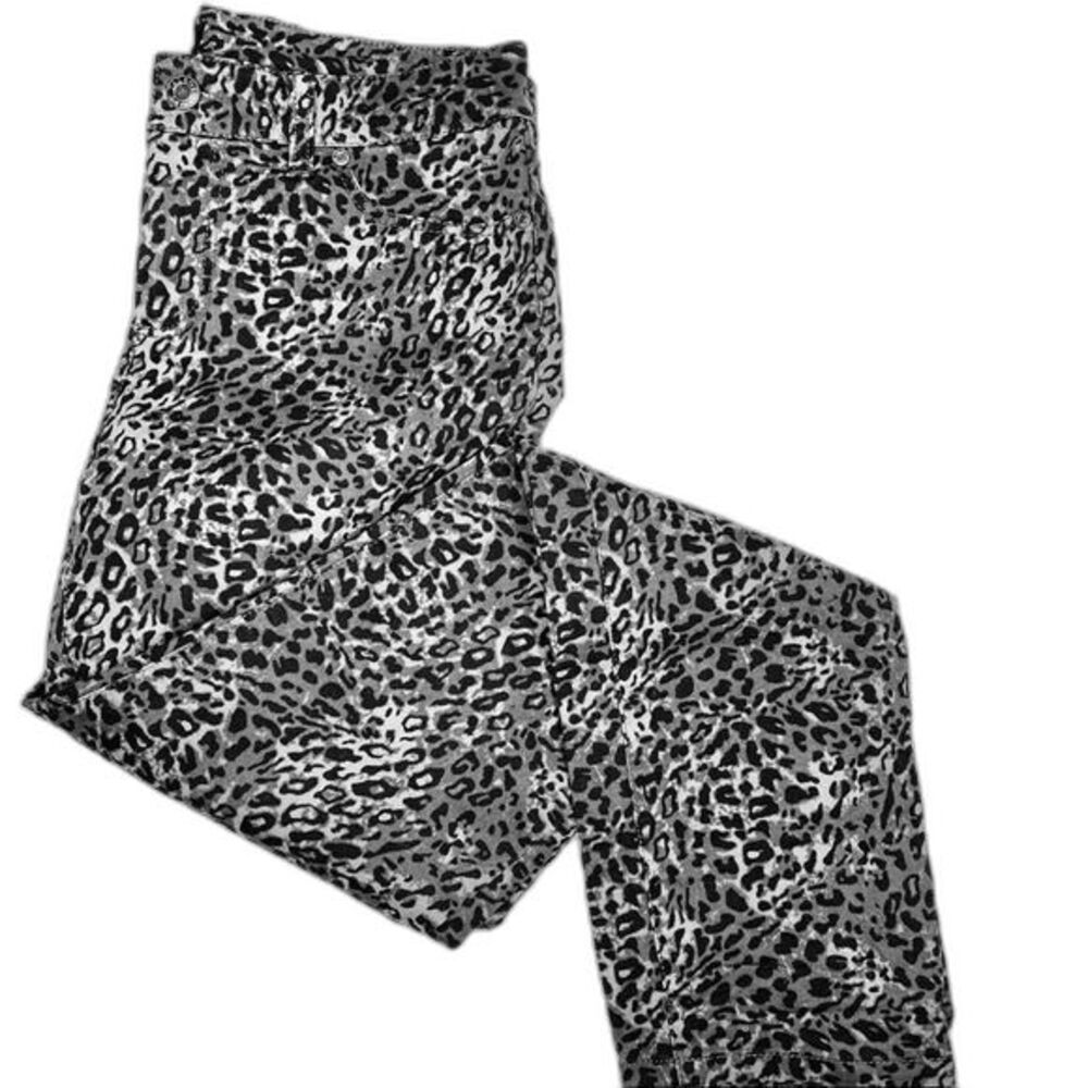 Talbots Signature Leopard Print Jeans Size 2 Gray Straight Leg Stretch Pants NWT - Picture 4 of 9